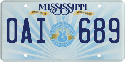 MS license plate OAI689
