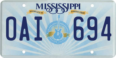 MS license plate OAI694