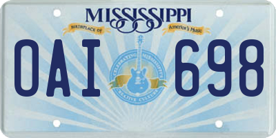MS license plate OAI698