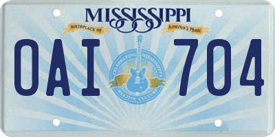 MS license plate OAI704