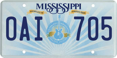 MS license plate OAI705