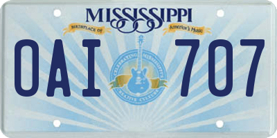 MS license plate OAI707