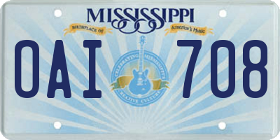 MS license plate OAI708