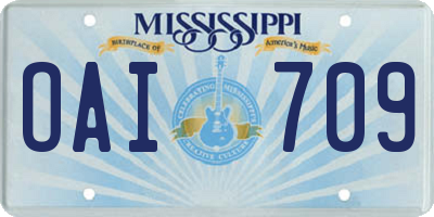 MS license plate OAI709