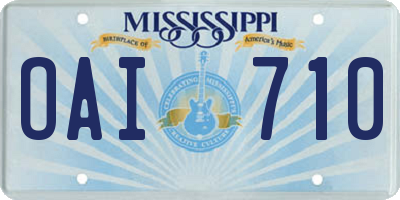 MS license plate OAI710
