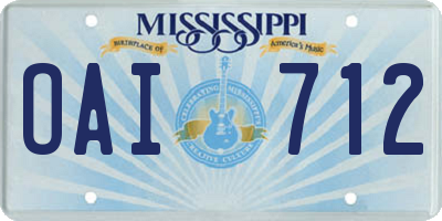 MS license plate OAI712