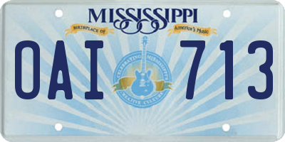 MS license plate OAI713