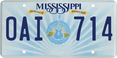 MS license plate OAI714