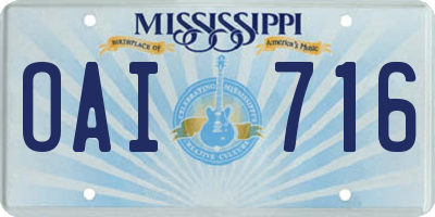 MS license plate OAI716