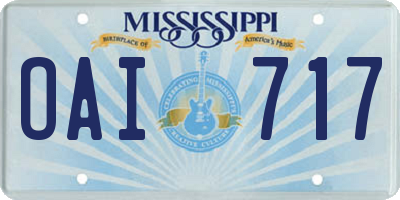 MS license plate OAI717