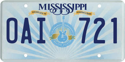 MS license plate OAI721