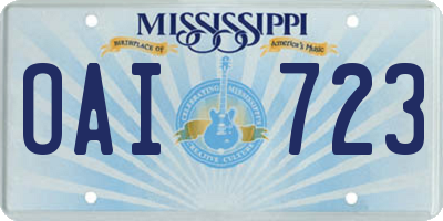 MS license plate OAI723