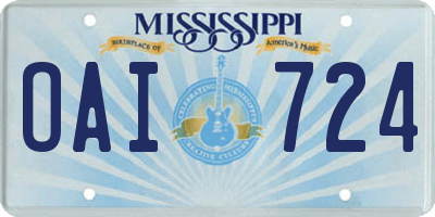 MS license plate OAI724