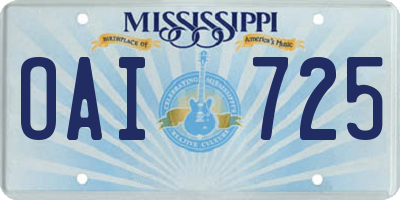 MS license plate OAI725
