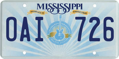 MS license plate OAI726