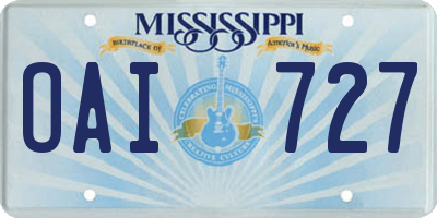 MS license plate OAI727