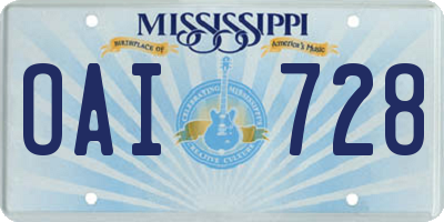 MS license plate OAI728