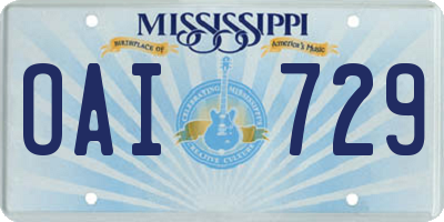 MS license plate OAI729