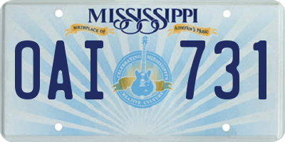 MS license plate OAI731