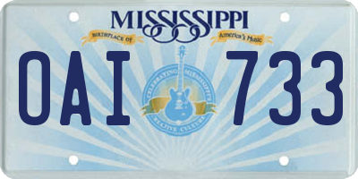 MS license plate OAI733