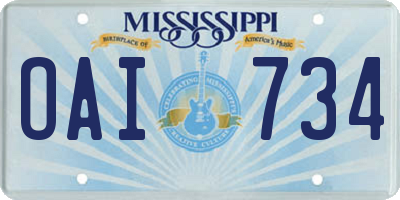 MS license plate OAI734