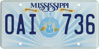 MS license plate OAI736