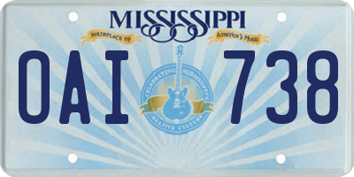MS license plate OAI738