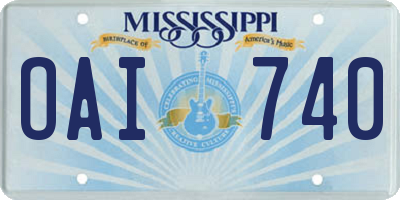 MS license plate OAI740