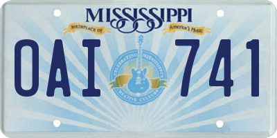 MS license plate OAI741