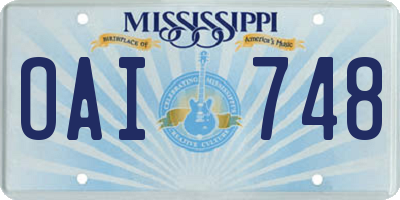 MS license plate OAI748