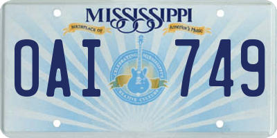 MS license plate OAI749