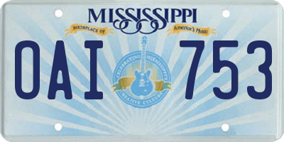 MS license plate OAI753