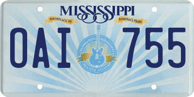 MS license plate OAI755