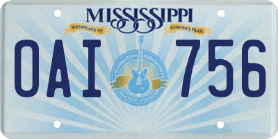 MS license plate OAI756