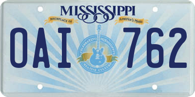 MS license plate OAI762