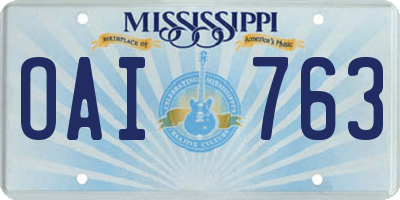 MS license plate OAI763