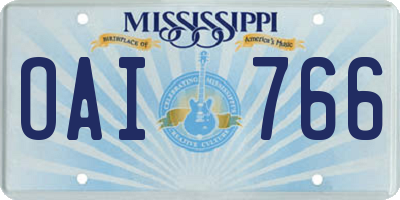 MS license plate OAI766