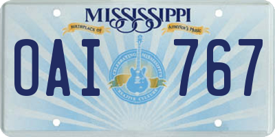 MS license plate OAI767