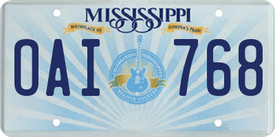 MS license plate OAI768
