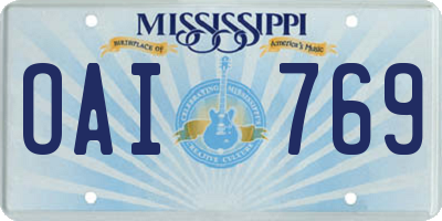 MS license plate OAI769