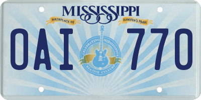 MS license plate OAI770