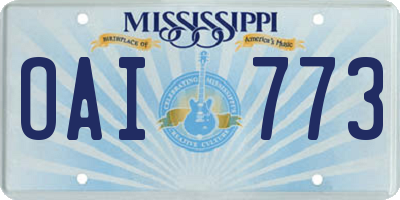 MS license plate OAI773