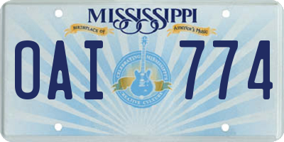 MS license plate OAI774
