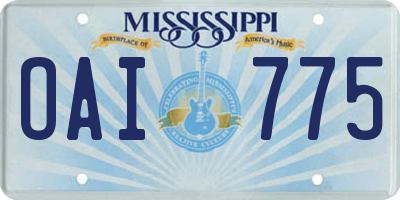 MS license plate OAI775