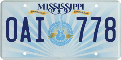 MS license plate OAI778