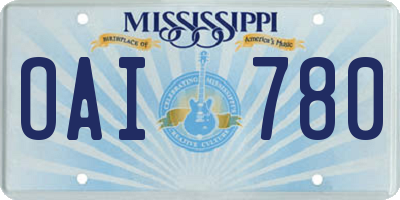 MS license plate OAI780