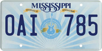 MS license plate OAI785