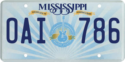 MS license plate OAI786