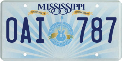 MS license plate OAI787