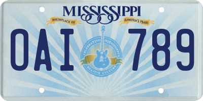 MS license plate OAI789
